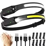 Aaizplz Stirnlampe LED Wiederaufladbar,SuperHell 2000 Lumens 5 Lichtmodi 1200mAh 230°Ultra Leichtgewicht Stirnlampe Led,IPX4 Wasserdichter Kopflampe Stirnlampe,Ideal für Camping,Laufen,Angeln,Joggen