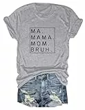 Damen Shirt Locker sitzendes kurzärmliges Damen T-Shirt mit modischem MA Mama Mom Buchstabendruck für stilvolle Alltagsoutfits (Light Gray4, L)