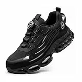 Arbeitsschuhe Herren Damen Sicherheitsschuhe Stahlkappenschuhe Atmungsaktiv rutschfeste Sportlich Safety Shoes Black 45 EU