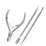1st Deer Nagelhautschneider und Nagelhautschieber, 3 in 1 Profi-Pediküre-Werkzeuge, Maniküre, mit Pinzette, Nagelhautschieber, tote Haut, Entferner, Gabeln und Nagelschaber