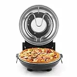 KLAIF Elektrischer Pizzaofen für die Arbeitsplatte mit 31 cm Keramikstein, zwei einstellbare Temperaturregler, inklusive 4 Pizzawerkzeugen, LMC-Schwarz