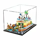 Figuren-Displaybox für LE-GO für 41702 Ca-nal Hausboot, staubdicht, transparent, benutzerdefinierte Vitrine (kein Modell) (schwarz + 3 mm)