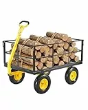 VEVOR Bollerwagen 116,8x76x43 cm, Transportwagen, Gartenwagen, Gerätewagen, 2-in-1-Handwagen, mit 13-Zoll-All-Terrain-Reifen, abnehmbaren Seitenteilen aus Netzmaterial & um 180° drehbarem Griff