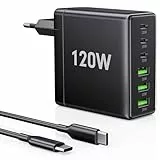 FINIBO 120W USB C Ladegerät – 6 Ports Multiport Schnellladegerät mit Intelligenter Leistungssteuerung, PD3.0 & QC4.0 Unterstützung, Kompaktes Ladegerät für iPad & Smartphone