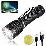 Wurkkos TS23 Taschenlampe Led Aufladbar, 5000 Lumen Extrem Hell Taktische Taschenlampe,IP68 Wasserdicht Taschenlampen mit 9 Modi, 482 Meter Reichweite,für Camping, Wandern, Outdoor, Notfäll Rettung