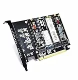 ADWITS Quad NVMe SSD auf PCIe 5.0/4.0/3.0 X16 Adapter, 4-Laufwerk SSD Speichererweiterungskarte, unterstützt Boot/RAID, erfordert PC/Server-Mainboard mit PCIe-Bifurkation
