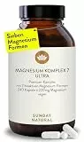 SUNDAY NATURAL® Magnesium Komplex – 240 Kapseln - 400mg pro Tag - aus 7 Verbindungen: Magnesium Bisglycinat, Citrat, Malat, Laktat, Ascorbat, Oxid, Lysinat - Vegan, laborgeprüft