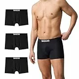 Snocks Boxershorts Herren 3er Pack Schwarz Größe L Unterhosen Männer Large Baumwolle Unterwäsche