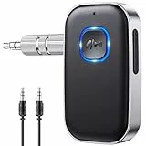 Glangeh Bluetooth 5.3 Adapter Auto, Upgraded Lärmminderung 3,5mm Aux Bluetooth Adapter, 16H Standby Empfänger Receiver Klinke für Auto Audio System, Kopfhörer, Speaker, Stereo-Endstufen