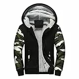 LUNULE Herren Kapuzenpullover Warm Gefüttert Plüsch Kapuzenjacke Patchwork Kapuzenpulli mit Reißverschluss für Männer Langarm Farbblock Sweatjacke mit Tasche Herren Fitness Sport Collegejacke