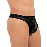 HOM Herren String Unterhose Slip Tanga Free Cut Lace, Farbe:Schwarz, Wäschegröße:M, Artikel:-0004 Black