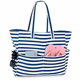 Strandtasche XXL Familie Große Beach Bag Badetasche mit Reißverschluss Shopper Damen, Leicht Faltbare Grosse Schwimmbadtasche, Urlaub Must Have Einkaufstaschen für Reisen Einkaufen Picknick Alltag