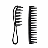 Yoezuo Breite Zahnkämme, 2 PCS Lockenkamm Grobzinkiger Kamm, Breiter Zahnkamm Kit, Hitzebeständiger Antistatischer Grob Haarkamm Styling Kamm für Frauen Männer Haarstyling Salon (Schwarz)