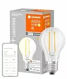 LEDVANCE Smarte LED-Lampe mit WiFi Technologie, Sockel E27, Dimmbar, Warmweiß (2700 K), ersetzt Glühlampen mit 60 W, SMART+ WiFi Classic Dimmable, 1er-Pack