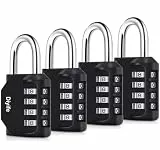 Diyife Zahlenschloss 4 Stellig, Kombinationsschloss, Vorhängeschloss Wetterfest, Plated Steel Combination Lock für Schule, Gym Locker, Hasp Cabinet, Storage, Garage, Gatter - Schwarz 4 Stück