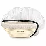 BREADLYST® Rattan Gärkörbchen Set – Gärkorb Rund 23 cm mit waschbarem Leinenbezug und Abdeckhaube – Perfekt zum Gären von Teig, Brotbackzubehör für selbstgebackenes Brot und passionierte Bäcker