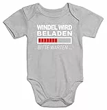 MoonWorks lustiger Baby-Body Windel wird beladen Bio-Baumwolle kurzarm Aufdruck grau 0-3 Monate