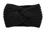 axy Damen Strick Stirnband mit Twist Knoten, Winter Haarband, Headband gestrickt Haarband (Schwarz)