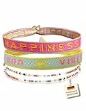 happymaker - Armbänder Set Damen, 4er Set bunte Stoffarmbänder & Perlenarmbände, Sommer Armband, größenverstellbar & wasserfest, Festival & Surfer Style