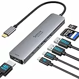 Selore&S-Global USB C Hub HDMI Adapter für MacBook Pro/Air, 7 in 1 USBC Dongle with HDMI, SD/TF Card Reader, USB C Data Port,100W PD, und 2 USB 3.0 Adapter für MacBook Pro/Air, Dell XPS
