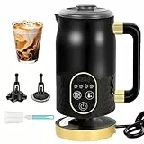 Elektrischer Milchaufschäumer - 4 in 1 Milchaufschäumer für heiße Schokolade mit Temperaturkontrolle Automatischer Milchaufschäumer für heißen und kalten Schaum mit 2 Schneebesen für Cappuccino, Latte