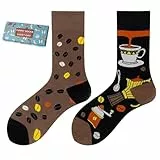 NxnChc Lustige Socken Für Damen Und Herren Unisex Viele Kaffee Motive Tier Essen Obst Sport Kunst Aus Baumwolle Geschenk Asymmetrische Muster Links Und Rechts