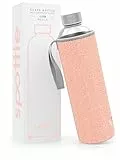 spottle Trinkflasche aus Glas 1l - Glasflasche 500ml - 750ml - 1 liter mit Neoprenhülle - Schutzhülle - Glastrinkflasche mit Schraubverschluss (Peach, 1000 ml)