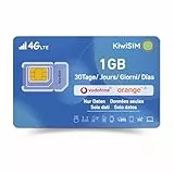 KiwiSim Prepaid SIM Karte 1GB 30 Tage 4G LTE – Globale Nutzung in 45 Ländern | Kompatibel mit Telefónica, O₂, Vodafone | Für Smartphones, Hotspots, Kameras & GPS-Geräte