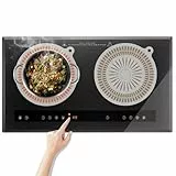 KR KITCHENRAKU 2 STÜCKE Thermochrome Induktionskochfeld-Schutzmatte – (magnetischer) Kochfeld-Kratzschutz für Induktionsherd (Helles Weiß)