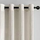 MYSKY HOME Vorhänge Gardinen 250 cm Leinen Beige Natur-für Wohnzimmer Modern Vorhang Gardine Schlafzimmer Vorhangschals Halbtransparent Lichtdurchlaessig Plain Natural Boho Landhaus Dekoschal 2er Set