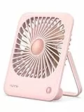 Funme® Tischventilator Batterie Klein USB Ventilator Leise, Tragbarer Aufladbar 3000 Akku Ventilatoren mit 3 Geschwindigkeiten für Makeup Camp, Büro, Bibliothek und Zuhause - Roségold
