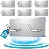 Pamofuper Haken Selbstklebend, 6 Stück Doppelhaken, Klebehaken 304 Edelstahl, Haken Ohne Bohren, Rostfrei, Handtuchhaken für Badezimmer, Küche und Wohnzimmer