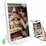 Frameo Digitaler Bilderrahmen 10,1 Zoll 5000 mAh Akkubetriebener Bilderrahmen WiFi 32 GB HD IPS Touchscreen Mit Kabellosem Ladegerät Automatischer Drehung Sofortiges Teilen Von Foto/Video über Die App