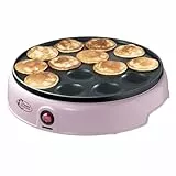 Bestron Poffertjes Maker im Retro Design, Mini Waffel Pfannkuchen Automat, mit Antihaftbeschichtung, Sweet Dreams, 800 W, Farbe: Rosa