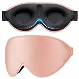 Gritin Schlafmaske für Seitenschläfer, 3D Augenhöhlen Schlafbrille mit Verstellbar Gummiband, Lichtblockierend und Atmungsaktiv, Bequem Augenmaske für Mann und Frau, 2 Paar Ohrstöpseln, Graurosa