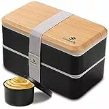 Sinnsally Lunch Bento Box Japanisch für Erwachsene,1400ml Brotdose Kinder mit Fächern Lunchbox mit Besteck,Vesperbox Brotzeitbox Brotbox Essensbox Frühstücksbox Vesperdose Jausenbox mit Unterteilung