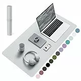 YSAGi Schreibtischunterlage, Mauspad mit Leder und Rutchfeste Wildleder, Multifunktionales Office Mousepad Laptop Schreibunterlage, Tischschutz Unterlage für Büro/Home-Office (Silbergrau, 80x40cm)