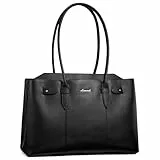 LOVEVOOK Handtasche Damen Groß, 15,6 Zoll Laptoptasche Arbeitstasche Elegant, Shopper Tasche Tote Bag Leder, Uni Schultertasche Wasserdicht Lehrertasche für Business Schule Büro, Schwarz