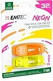 Emtec C410 32GB USB-Stick USB 2.0 Transparent Neon - 2er Pack (Orange Gelb)