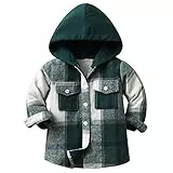 Amur Leopard Kinder Übergangsjacke Jungen Kindermantel Mädchen Jacke Kariertem Hemd mit Kapuze für Frühling und Herbst, Grün, 86 (Etikettgröße: 90)