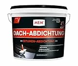 MEM Bitumen Dach-Abdichtung, Dauerhafte Abdichtung gegen Wasser, Zuverlässig bei Alt- und Neubauten, Lösemittelfreie Latex-Bitumenmasse, Sehr gute Haftung auf vielen Untergründen, Schwarz, 12 l