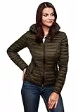 MARIKOO Damen Jacke Steppjacke Übergangsjacke mit Kapuze gesteppt B600 [B600-Samt-Olive-Gr.S]