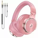 syndesmos Over Ear Kopfhörer mit Kabel, 50mm Treiber DJ Kopfhörer Professionell Studio Kopfhörer 3,5mm/6,35mm Klinke Share-Port DJ Headphones für Studio, Podcast, Monitoring, PC (Rosa)