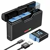 ENEGON Akku-Set für Hero 12, 11, 10, 9 – 3× 1800mAh Akkus und 3-Kanal USB-LCD-Batterieladegerät, voll kompatibel (3× Akkus + 1× Ladegerät