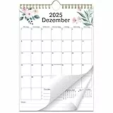 AEYAKA Wandkalender 2026, Monatsplaner für 14 Monate von November 2025 bis Dezember 2026, A4 Format mit Feiertagen & Notizbereich, Blumen Design, Deutsch