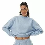 SMILODOX Sweatshirt Damen Amelia, Oversize Crop Pullover Damen, Pullover Langarmshirt Damen Rundhalsausschnitt, Crop Top Damen Sweatjacke Damen Komfortables Material, Ideal für Sport & Freizeit