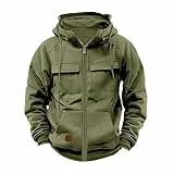 YCBMINGCAN Cargo Jacke Fall Hoodie Herren Einfarbig Langarm Sweatjacke Mit Reißverschluss Kapuzenpullover Loose Fit Tops Herren Zip Up Hoodies Männer Leicht Kapuzenjacke Outdoor (AG #1, XXL)