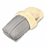 Fellhof 108307 Lammfell Fußsack Cortina, OEKO-TEX® zertifiziert, 45x97 cm, wind- und wasserdicht, waschbar bis 30°C, Öffnung am Fußende (black-melange)