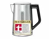 ROMMELSBACHER Wasserkocher WK 3000 – Stiftung Warentest Sieger 3/2025, 1,7 Liter, 1-Tasten-Steuerung, Stellstart-Funktion, Temperaturwahl von 45-100 °C, geschlossener Kannenboden, Kochstoppautomatik