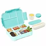XJIANFU Brotdose Kinder mit Fächern,1200ml Auslaufsichere Bento-Box, Kinder-Lunchbox,Auslaufsicher Fächern,Jausenbox Brotbox für,Mädchen & Jungen,Mikrowelle/spülmaschinenfest (LakeBlue)